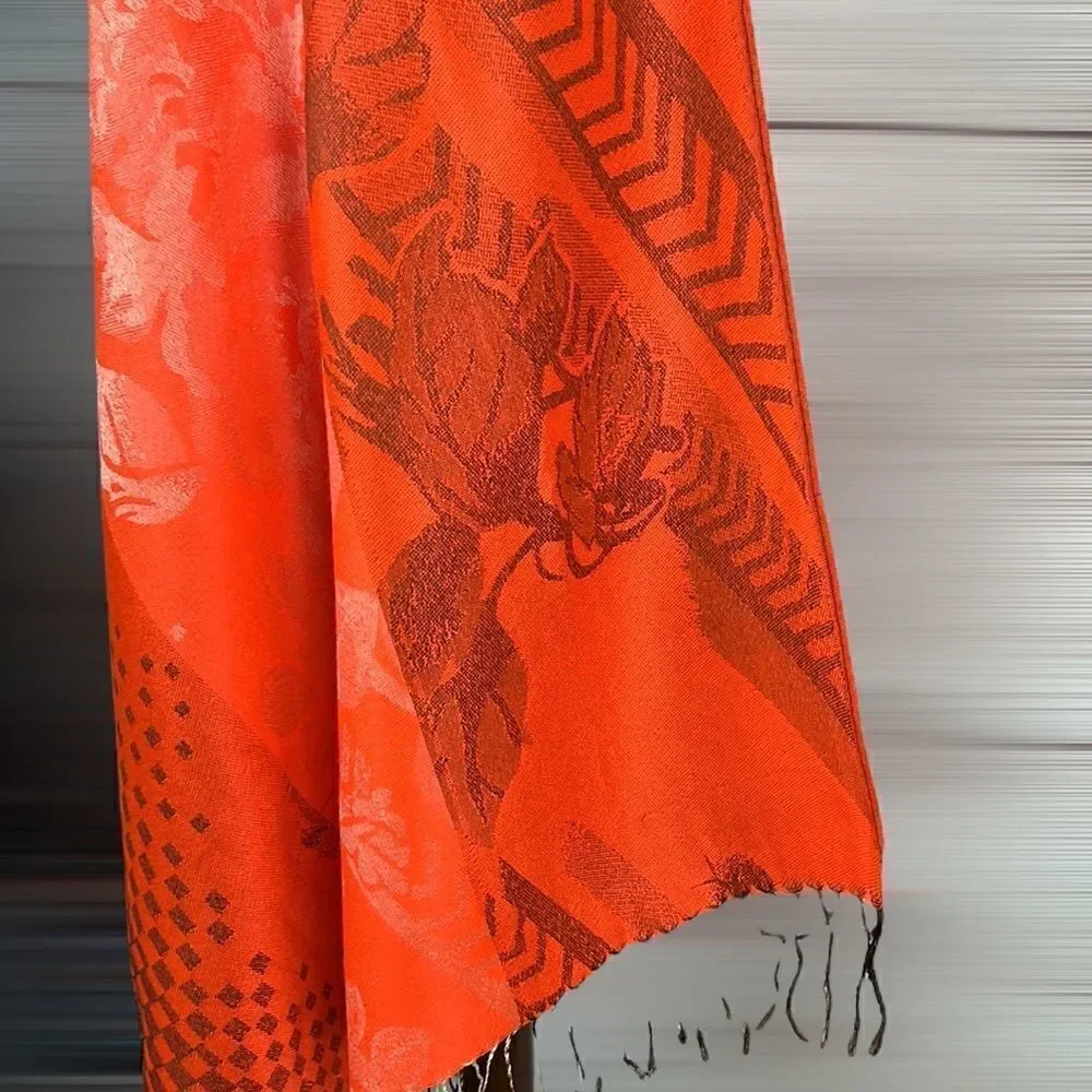 NWOT Orange Jacquard Scarf Wrap